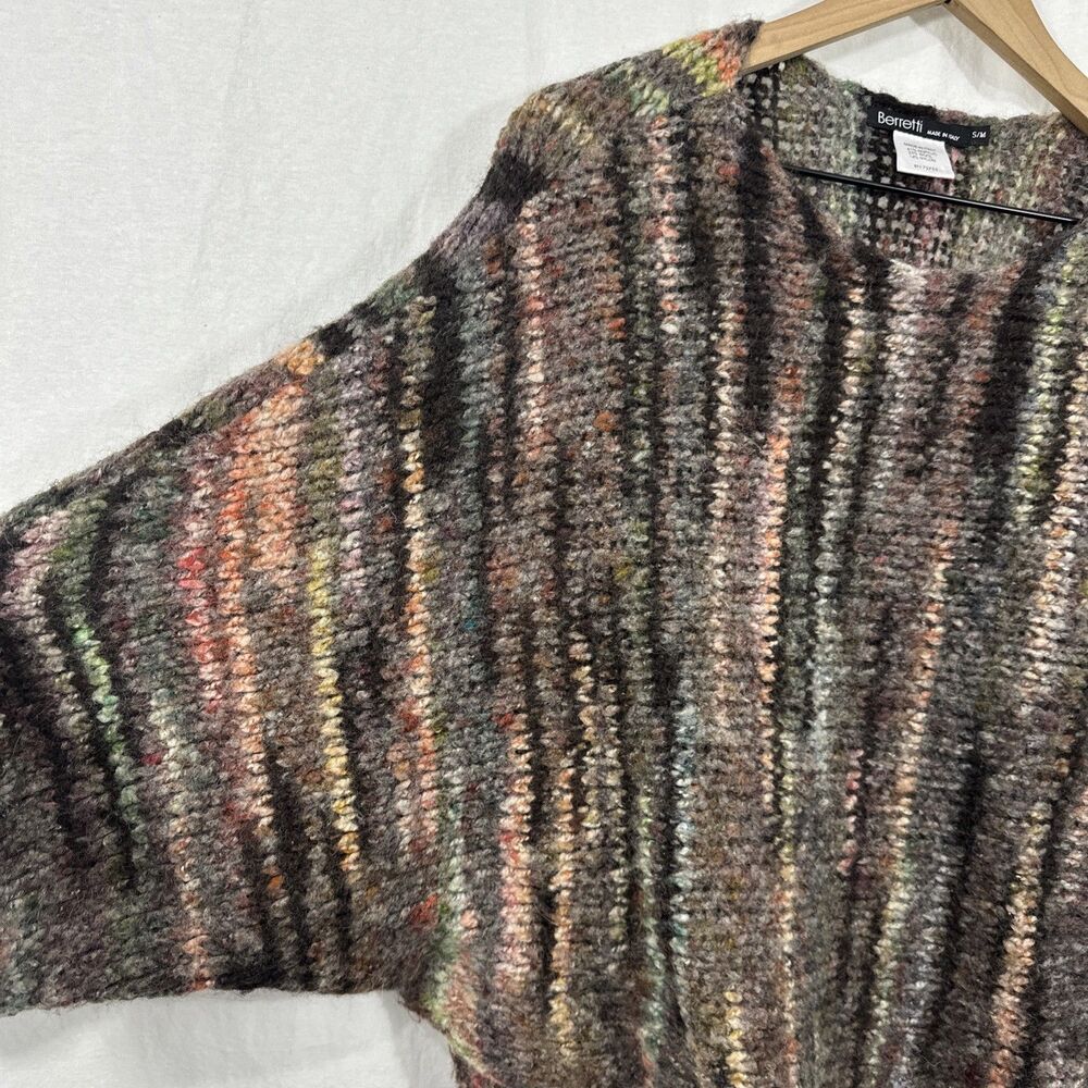 Berretti Made In Italy Wool Blend Asymmetric Lagenlook Multicolor Sweater Sz S/M - Picture 4 of 9